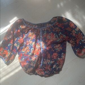 New Look Floral Blouse - Navy and Red